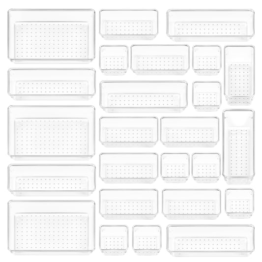 Vtopmart 25 PCS Plastic Clear Drawer Organizer, Acrylic Desk Drawer organizers, Organization and Storage for Makeup, Bathroom, Office, kitchen, Bedroom 🍁 All In One Marketplace Canada
