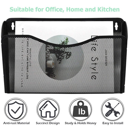 EASEPRES 3 Pack Mesh Wall Mounted File Holder Organizer Metal Hanging Vertical Paper Mails Rack Storage Wire Single Document Filling Holder Pocket for Office and Home, Black 🍁 All In One Marketplace Canada