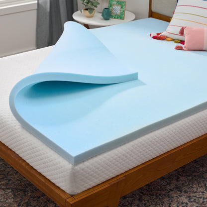 Linenspa 2 Inch Memory Foam Mattress Topper, Gel Infused RV Queen Mattress Topper, CertiPUR-US Certified Blue 🍁 All In One Marketplace Canada