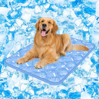 【Upgraded】Rywell Extra Large Dog Cooling Mat 44"x32" Thickened Self-Cooling Pad for Large Dogs, Arc-Chill Waterproof Non-Slip, Washable Pet Cooling Bed Mat for Crate, Sofa, Kennel, Grey,Q-Max>0.5 Blue 🍁 All In One Marketplace Canada