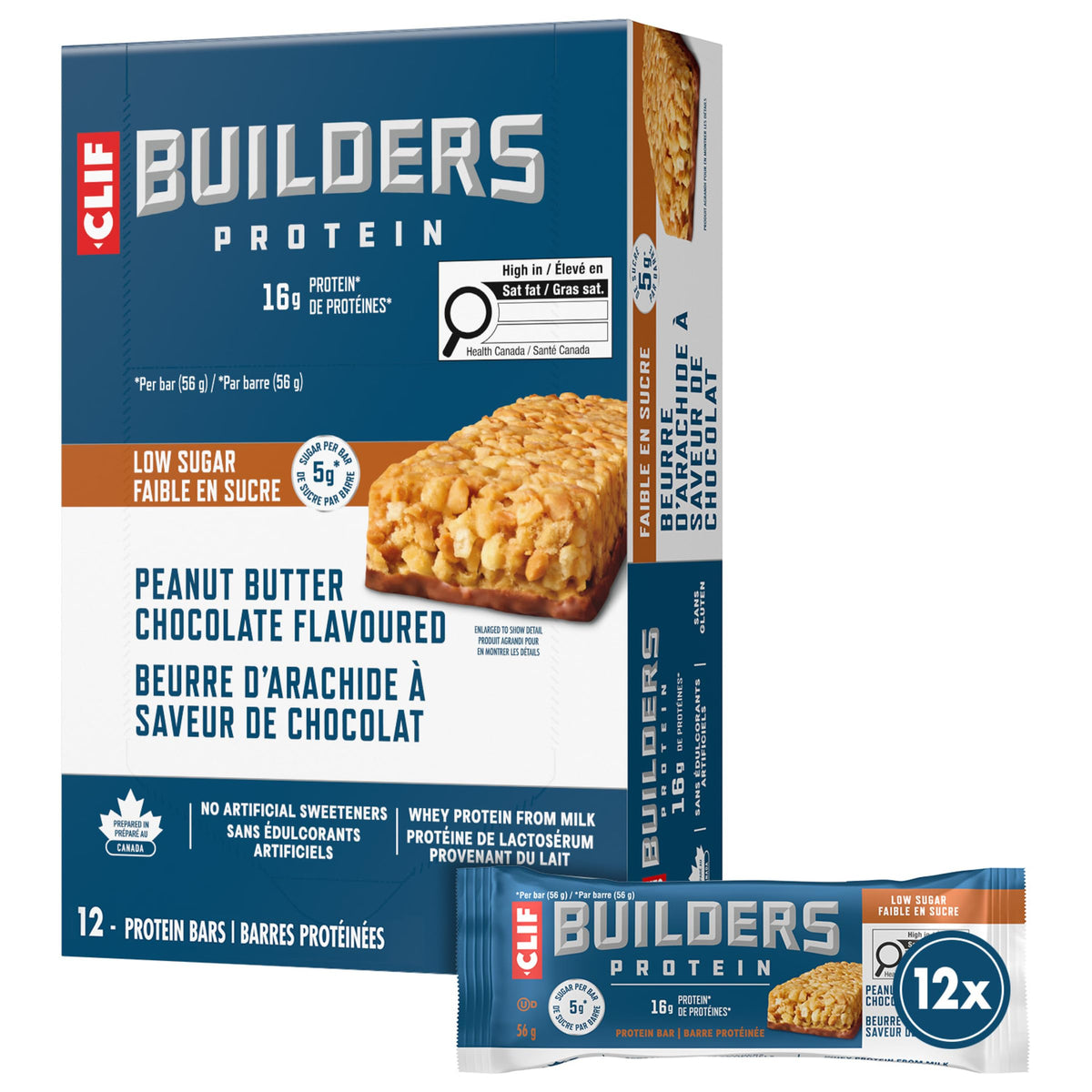 Clif Builders Low Sugar Protein Bar Peanut Butter Chocolate Flavour 12 Bars 🍁 All In One Marketplace Canada