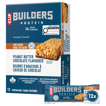 Clif Builders Low Sugar Protein Bar Peanut Butter Chocolate Flavour 12 Bars 🍁 All In One Marketplace Canada