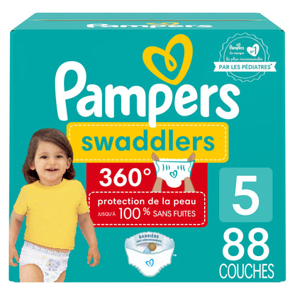 Pampers Diapers - Swaddlers 360 degrees - Size 5, 88 Count, up to 100% Leakproof Comfy Dry Fit, EZ Off Tabs Designed for Easy Changes, Pull On Diaper 🍁 All In One Marketplace Canada