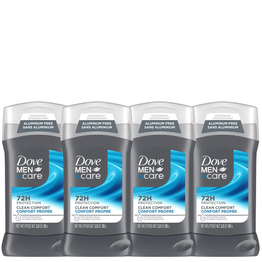 Dove Men+Care Deodorant Stick aluminum-free deodorant formula for 72H protection Clean Comfort with ¼ moisturizing cream, 85g (Pack of 4) 🍁 All In One Marketplace Canada