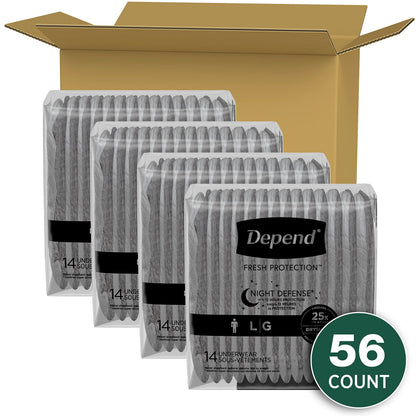 Depend Night Defense Adult Incontinence Underwear for Men, Disposable, Overnight, Large, Grey, 56 Count 🍁 All In One Marketplace Canada