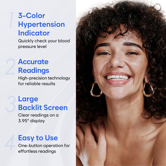 Blood Pressure Monitor for Home Use: Easy@Home Upper Arm Large Cuff BP Machine - Automatic Tensiometer with 3-Color Backlit Hypertension Display and 2 Users, Supports Free MyHeartPal App Scan, EBP-095 🍁 All In One Marketplace Canada