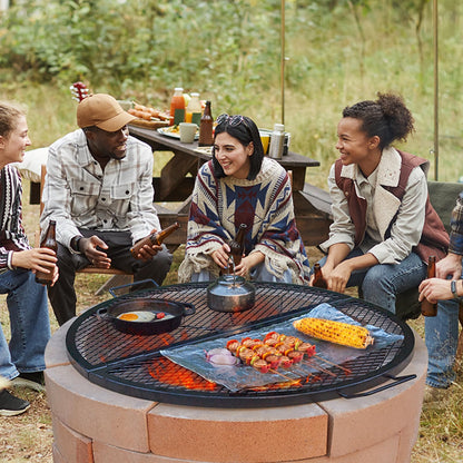VEVOR X-Marks Fire Pit Grill Grate, Foldable Round Cooking Grate, Heavy Duty Steel Campfire BBQ Grill Grid with Handle and Support X Wire, Portable Camping Cookware for Outside Party, 36 Inch Black 🍁 All In One Marketplace Canada