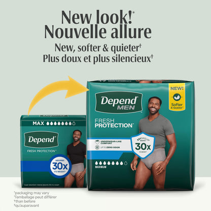 Depend FIT-FLEX Adult Incontinence Underwear for Men, Maximum Absorbency, S/M, Grey, 32 Count 🍁 All In One Marketplace Canada