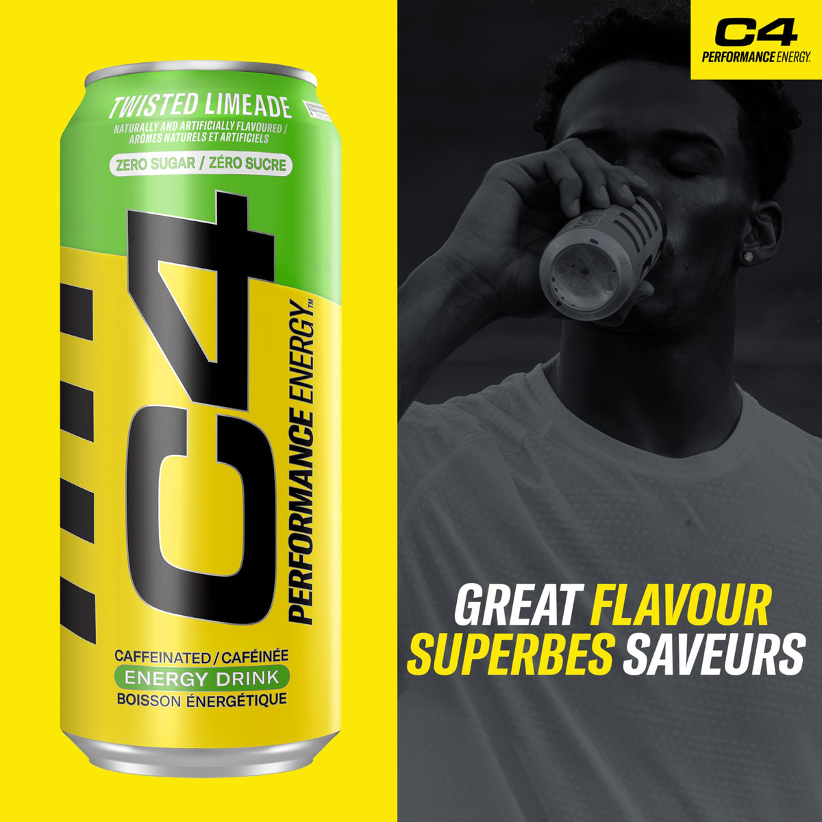 Cellucor C4 Performance Energy Drink, Twisted Limeade, Carbonated Sugar Free Drink with no Artificial Colours or Dyes, 473mL, 12 count 🍁 All In One Marketplace Canada