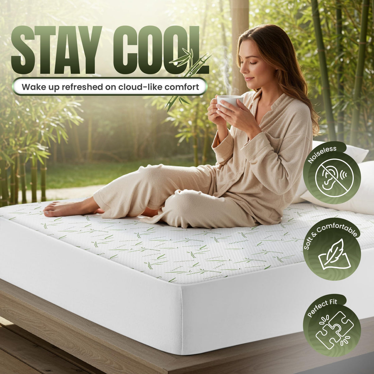 Utopia Bedding Waterproof Mattress Protector King Size, Bamboo Viscose Mattress Cover 200 GSM, Fits 17 Inches Deep, Breathable, Fitted Style with Stretchable Pockets 🍁 All In One Marketplace Canada