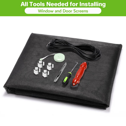 Window Screens Replacement Repair Kit, 39" x 78" Screen Door Mesh Replacement Kit, Durable Fiberglass Mesh Screen with Tools for Windows Doors Patio and Porch Screens, Black 🍁 All In One Marketplace Canada