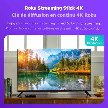 Roku Streaming Stick 4K 2022 (Official Manufacturer Product) | Streaming Device 4K/HDR/Dolby Vision with Voice Remote with TV Controls and Long-Range Wi-Fi 🍁 All In One Marketplace Canada