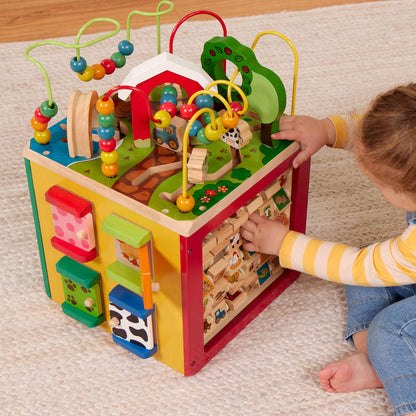 Battat Wooden Activity Cube - 5-Sided Play Center with Bead Maze, Doors 🍁 All In One Marketplace Canada