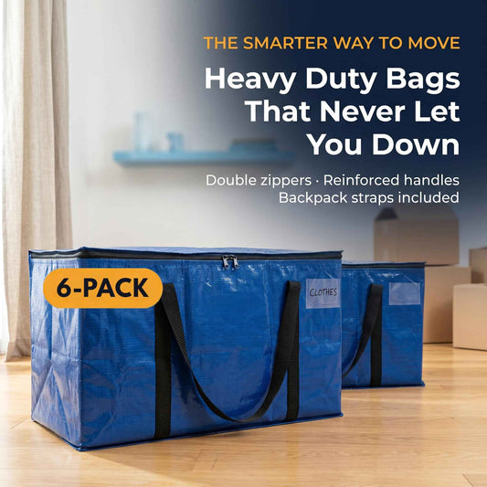 ClearSpace Heavy Duty Moving Bags or Storage Bag, 6 Pack – Large Moving Boxes with Backpack Straps, Zippers & Handles – Perfect for College Dorm, Traveling, Camping, Christmas Decorations 🍁 All In One Marketplace Canada