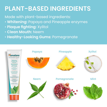 Himalaya Botanique Complete Care Whitening Toothpaste, Simply Mint, Natural, Fluoride-Free, SLS Free, Carrageenan Free & Gluten Free, Vegan, 150 g (5.29 oz), 4 Pack 🍁 All In One Marketplace Canada