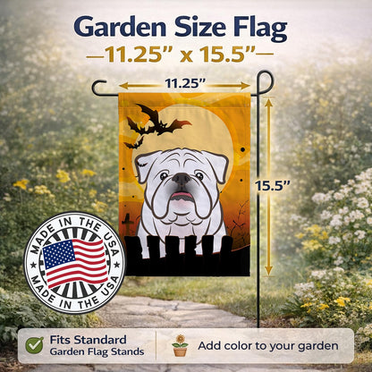 Caroline's Treasures BB1778GF Halloween White English Bulldog Flag Garden Size, Small, Multicolor