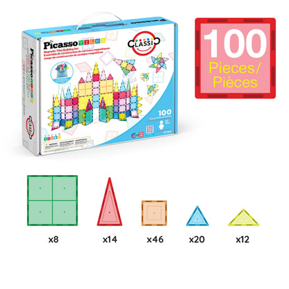 PicassoTiles 100 Piece Set 100pcs Magnet Building Tiles Clear Magnetic 3D Building Blocks Construction Playboards, Creativity beyond Imagination, Inspirational, Recreational, Educational Conventional 🍁 All In One Marketplace Canada