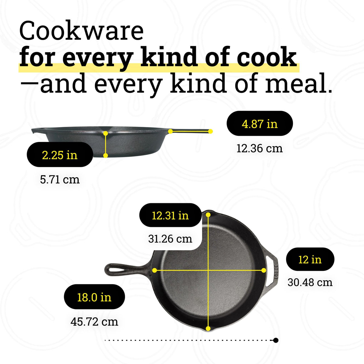 LODGE MFG L10SK3 Lodge Logic, 12" Diameter, 2" Deep, Pre-Seasoned Cast Iron Skillet, black 🍁 All In One Marketplace Canada