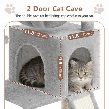 Gitelsnour Cat Tree, Cat Tower with condo, 2 Baskets, Large Platform, Scratch Board, Cat Scratching Posts for Indoor Cats, Light Gray GCT003SW 🍁 All In One Marketplace Canada