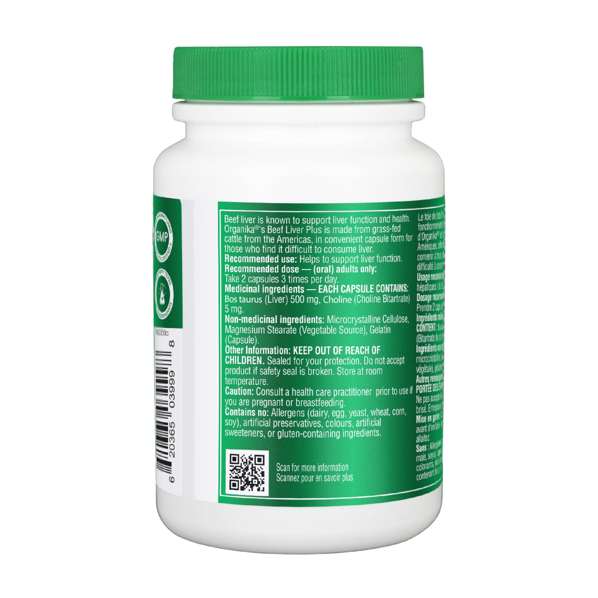 Organika Beef Liver Plus Choline- Sourced from Grass-Fed + Finished Cattle, Pasture Raised, High in Vitamins and Minerals, Supports Liver Function, Energy Levels, and Immunity- 90caps 🍁 All In One Marketplace Canada