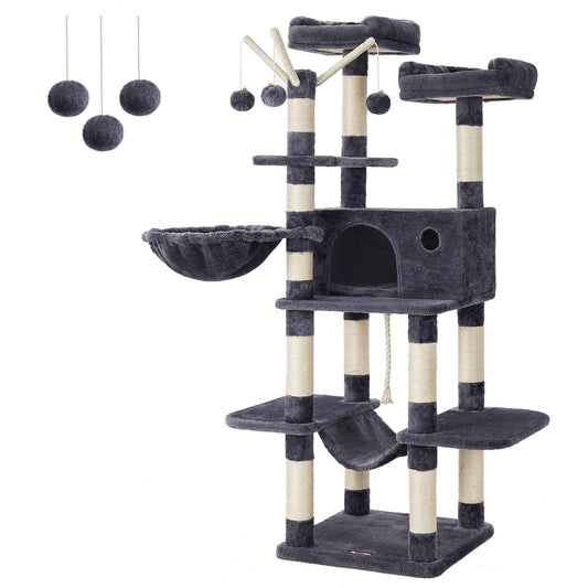 FEANDREA Cat Tree, Large Cat Tower, 64.6 Inches Cat Activity Center 🍁 All In One Marketplace Canada
