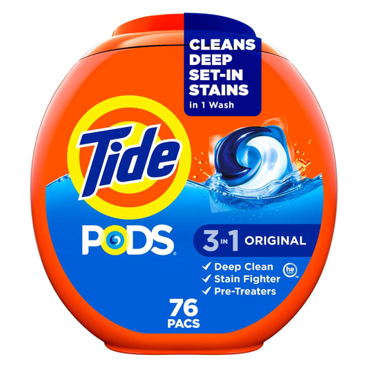 Tide PODs Laundry Detergent, Original Scent, 3-in-1 Stain Remover, Odor Fighter, Color Protector, Concentrated Laundry Soap Pacs, 76 Count 🍁 All In One Marketplace Canada