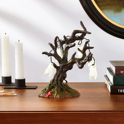 Department 56 6005571 Village Collection Accessories Halloween Ghost Tree Lit Figurine, 6.75 Inch, Multicolor