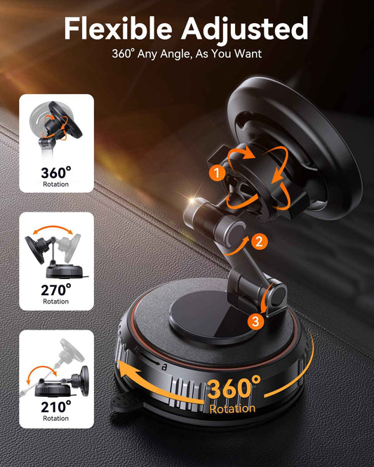Miracase for MagSafe Car Mount[20 Powerful N55 Magnets+Industrial-Grade Vacuum Base] Magnetic Phone Holder Car 360° Full-Directional Adjustment, Fit for Windshield & Dashboard with All Smartphones 🍁 All In One Marketplace Canada