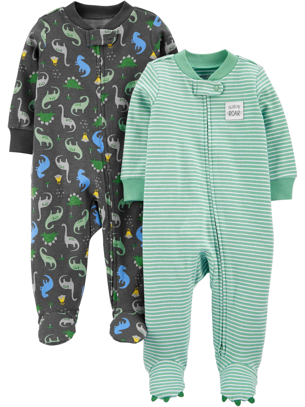 Simple Joys by Carter's Boys' 2-Pack Cotton Footed Sleep and Play, Dinosaur Print, 3-6 Months 🍁 All In One Marketplace Canada