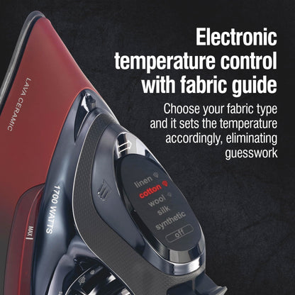 CHI Steam Iron for Clothes with 8’ Retractable Cord, 1700 Watts, 3-Way Auto Shutoff, 400+ Holes, Professional Grade, Temperature Control Dial, Lava Infused Ceramic Soleplate, Black (13113) 🍁 All In One Marketplace Canada