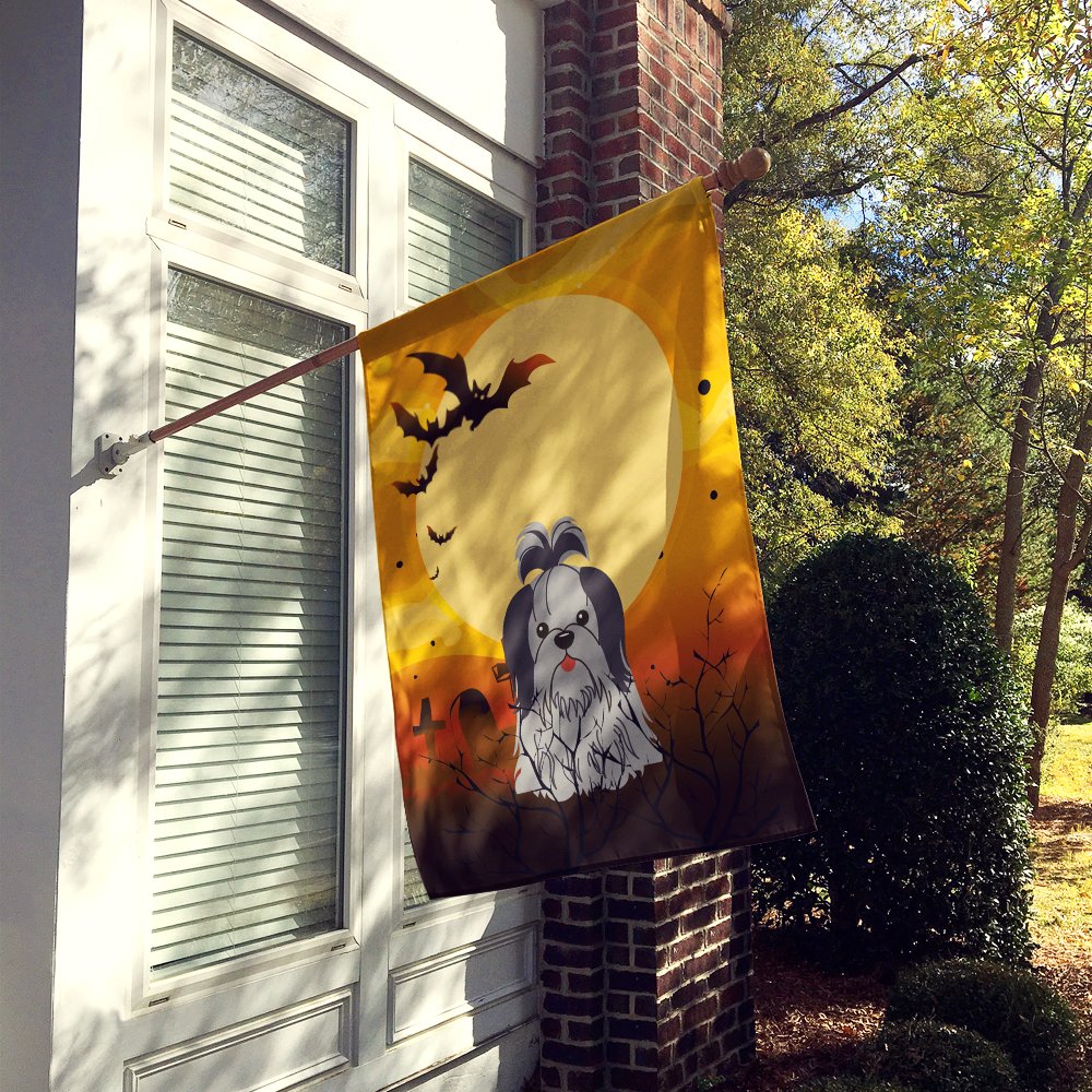 Caroline's Treasures BB4355CHF Halloween Shih Tzu Black Silver Flag Canvas House Size, Large, Multicolor
