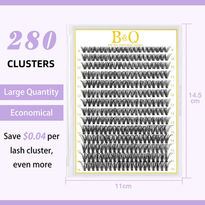 B&Qaugen Lash Clusters 280 Pcs 40D-0.07D-9-16MIX B&Q LASH Individual Lashes 10D 20D 30D 40D 50D Cluster Lashes C D Curl Eyelash Clusters Soft Volume DIY Lash Extensions at Home (40D-0.07D,9-16MIX) 🍁 All In One Marketplace Canada