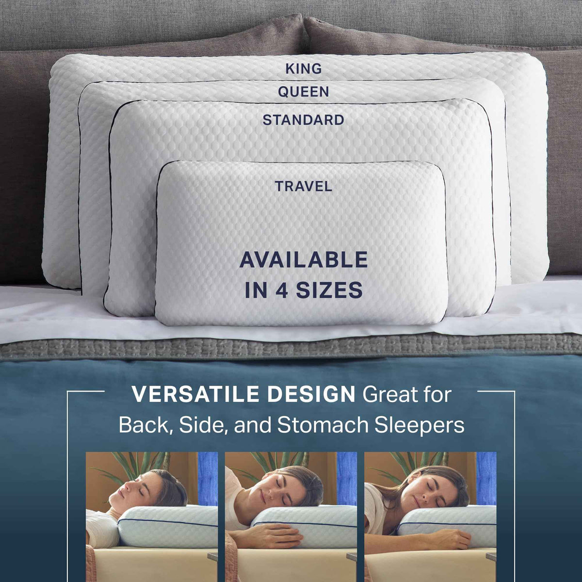 WEEKENDER Ventilated Gel Memory Foam Pillow - Washable Cover - Queen Size(Pack of 1), White 🍁 All In One Marketplace Canada