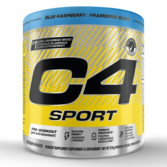 Cellucor C4 Sport Pre Workout Powder - Preworkout Energy with Creatine, Beta-Alanine, and 135mg Caffeine - NSF Certified for Sport - Blue Raspberry, 30 Servings 🍁 All In One Marketplace Canada