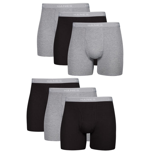 Hanes Boxer Briefs, Cool Dri Moisture-Wicking Underwear, Cotton No-Ride-up for Men, Multi-Packs Available, 6 Pack - Black/Gray, X-Large 🍁 All In One Marketplace Canada