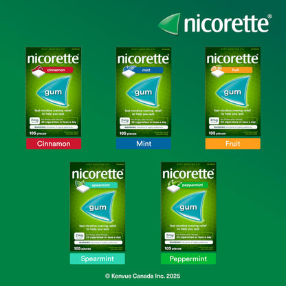 Nicorette Gum, Nicotine 4 Mg, Spearmint Flavour, Quit Smoking Aid And Smoking Cessation Aid, 210 Count 🍁 All In One Marketplace Canada