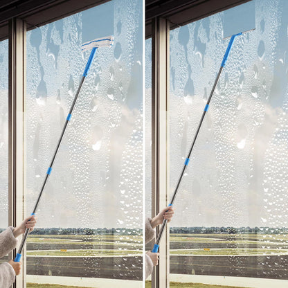 Mitclear Window Cleaner with Long Handle(57IN), Glass Cleaning Tools with Silicone Squeegee & Microfiber Scrubber, Window Cleaning Kit for Shower Glass Mirror Door Car 🍁 All In One Marketplace Canada