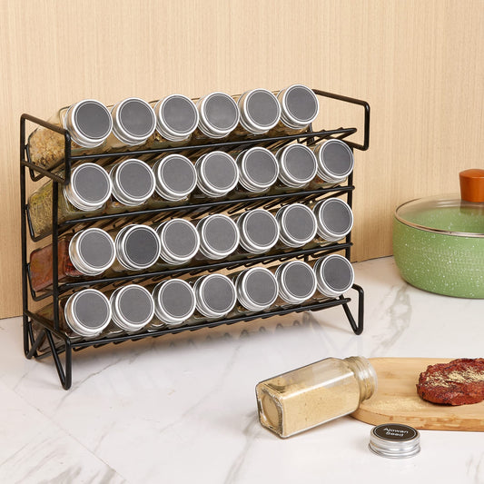 Vtopmart Spice Rack Organizer for Cabinet, 4 Tier Spice Organizer with 28 Empty Spice Jars and 432 Blank Labels, Seasoning Organization for Countertop, Cabinet, Kitchen, Pantry, Cupboard 🍁 All In One Marketplace Canada