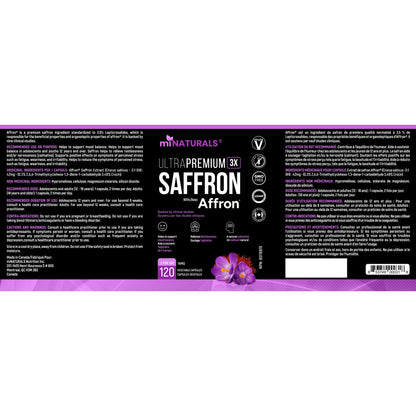 miNATURALS Saffron Supplements 120 Capsules | Clinically Studied Affron Saffron Extract | Stress & Mood Support for Men, Women & Teens | Pure Saffron Pills 🍁 All In One Marketplace Canada
