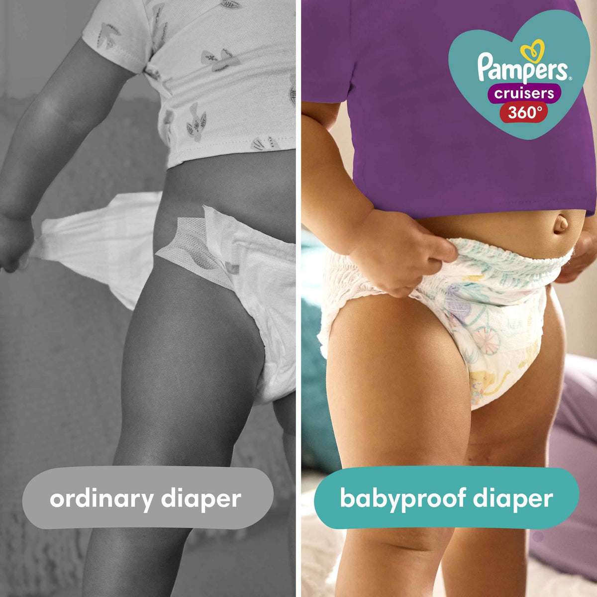 Pampers Diapers - Cruisers 360 degrees - Size 3, 132 Count, up to 100% Leakproof Fit, Designed for Active Babies, Pull On Diaper, EZ Off Tabs Designed for Easy Changes 🍁 All In One Marketplace Canada