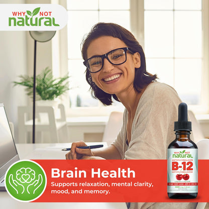 Organic Vitamin B12 Liquid - Sublingual Extra Strength 60 x 5000 mcg Drops, Methylcobalamin, Natural Cherry Flavor, Vegan, Maximize Absorption and Energy 🍁 All In One Marketplace Canada