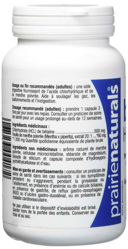 Prairie Naturals Betaine HCL 500mg VCaps - 120 Count 🍁 All In One Marketplace Canada