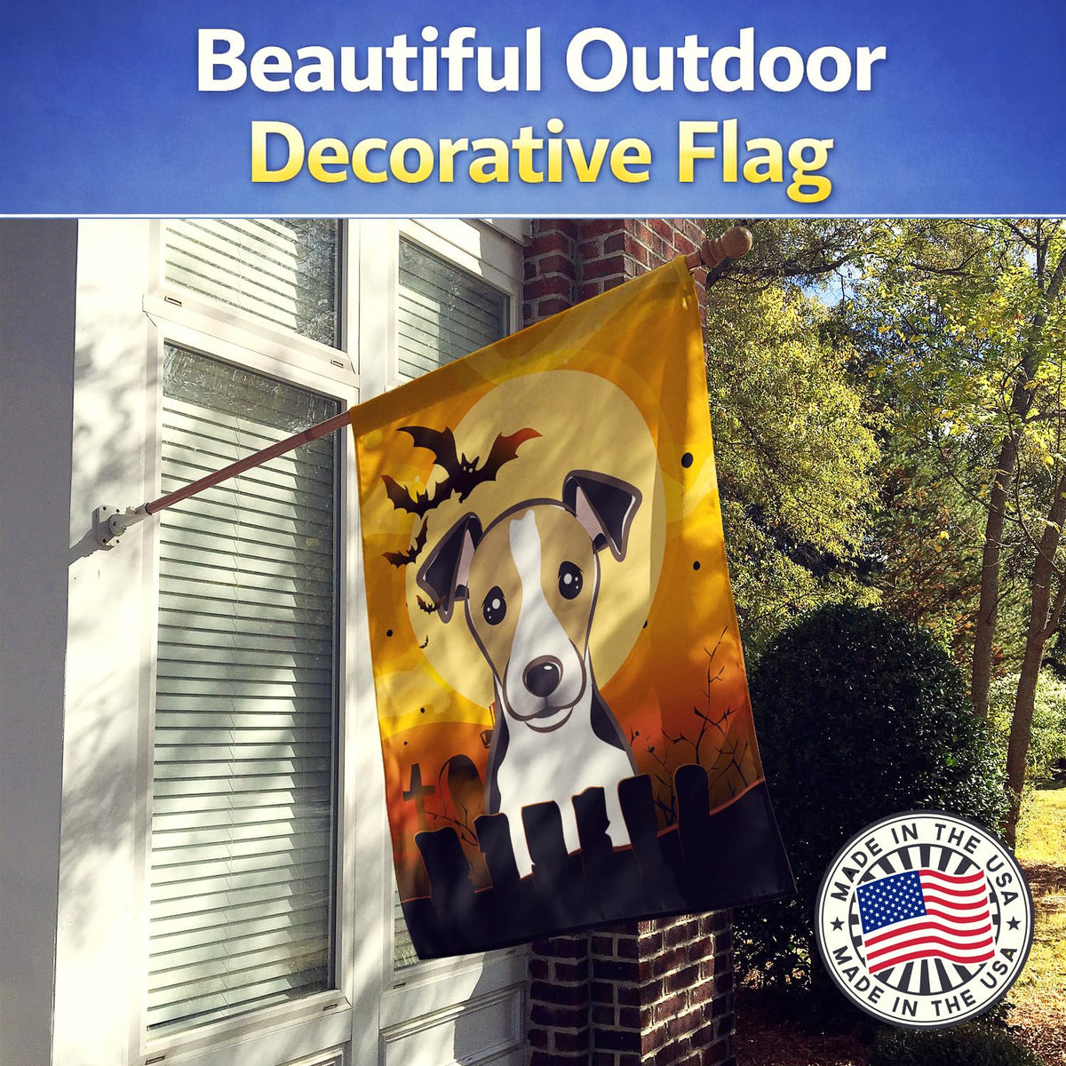 Caroline's Treasures BB1819CHF Halloween Jack Russell Terrier Canvas House Size Flag, Multicolor, Large
