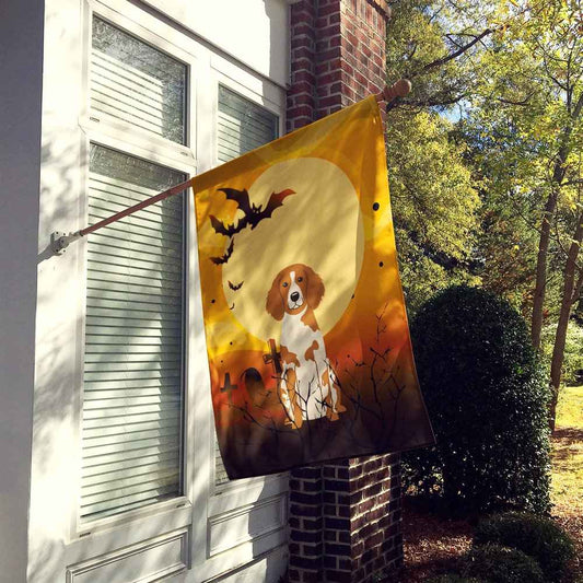 Caroline's Treasures BB4338CHF Halloween Brittany Spaniel Flag Canvas House Size, Large, Multicolor