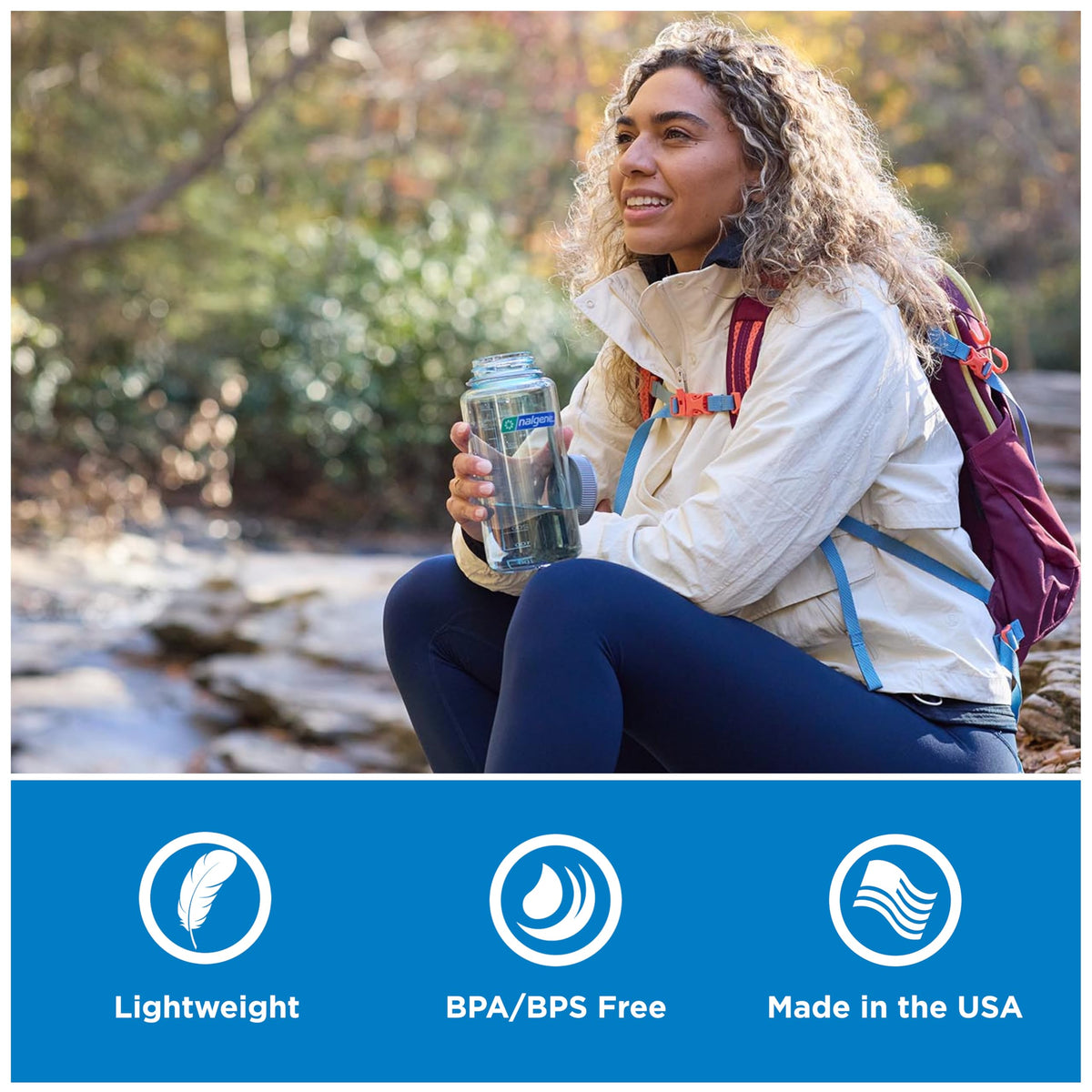 Nalgene Sustain Tritan BPA-Free Water Bottle Made with Material Derived from 50% Plastic Waste, 32 OZ, Wide Mouth, Aubergine 🍁 All In One Marketplace Canada
