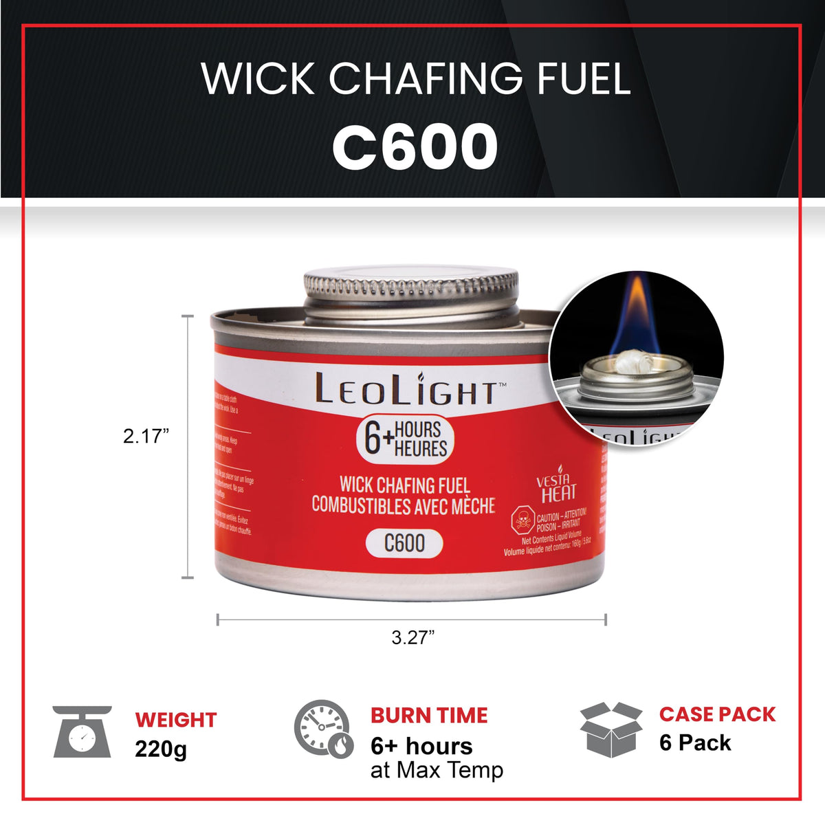 6 Pack Chafing Fuel 6 Hour Burn – Odorless, Smokeless & Spill-Proof Wick, 7.8oz Food Warmer Fuel for Chafing Dish Buffet Set & Catering Use, LeoLight 🍁 All In One Marketplace Canada