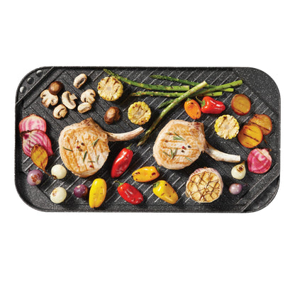 Starfrit The Rock 50x28cm (19.7" x 11") Non-Stick Reversible Grill & Griddle - Durable Forged Aluminum - Oven Safe - PFOA Free - Easy to Clean - Black 🍁 All In One Marketplace Canada