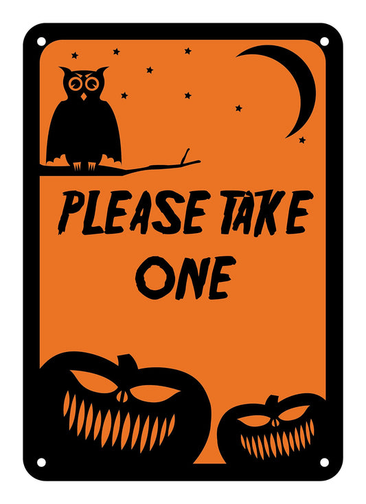 Reflective Aluminum Halloween Sign "Please Take One" 10" x 14" (HW-0367-RA)