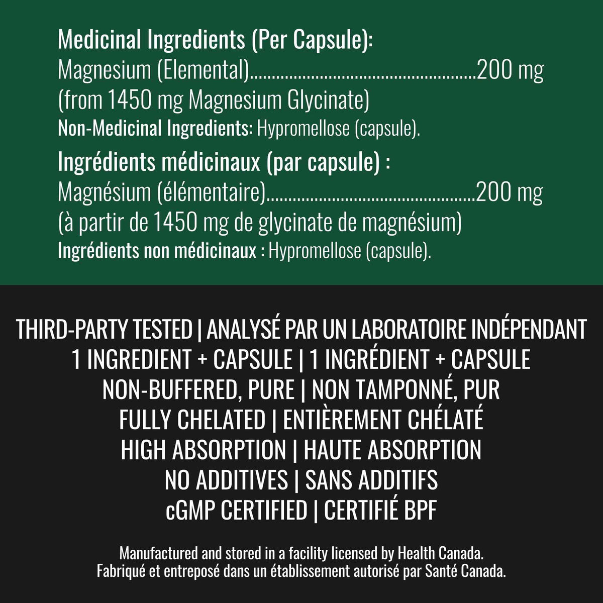 Magnesium Glycinate 200 mg Capsules (Elemental) from Non-Buffered Fully Chelated 100% Magnesium Bisglycinate - 300 Max-Capacity High-Absorption Capsules - Made in Canada - Nutritionn 🍁 All In One Marketplace Canada