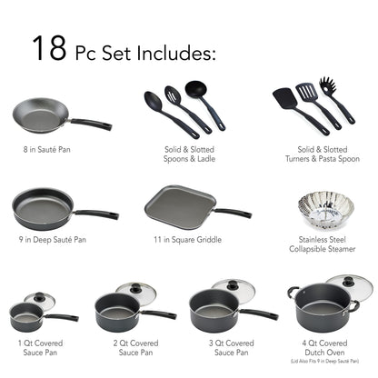 Tramontina PrimaWare 18-Piece Nonstick Cookware Set, Gray 🍁 All In One Marketplace Canada